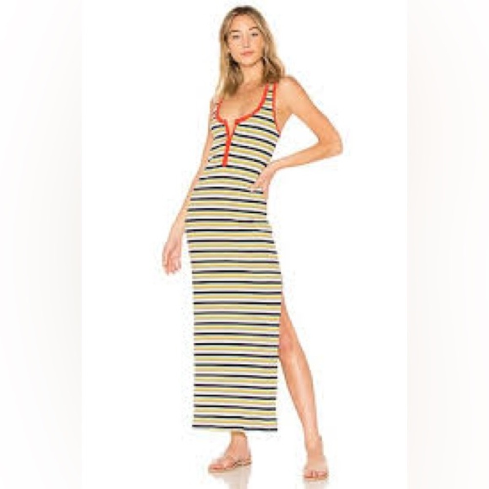 Splendid x Margherita Striped Sleeveless Maxi Dress with Red Accents